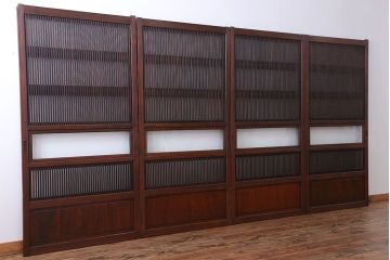 古民具・骨董　裏ガラス付き　格子戸4枚セット(3)