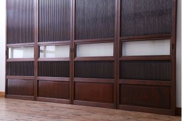 古民具・骨董　裏ガラス付き　格子戸4枚セット(3)