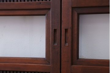 古民具・骨董　裏ガラス付き　格子戸4枚セット(3)