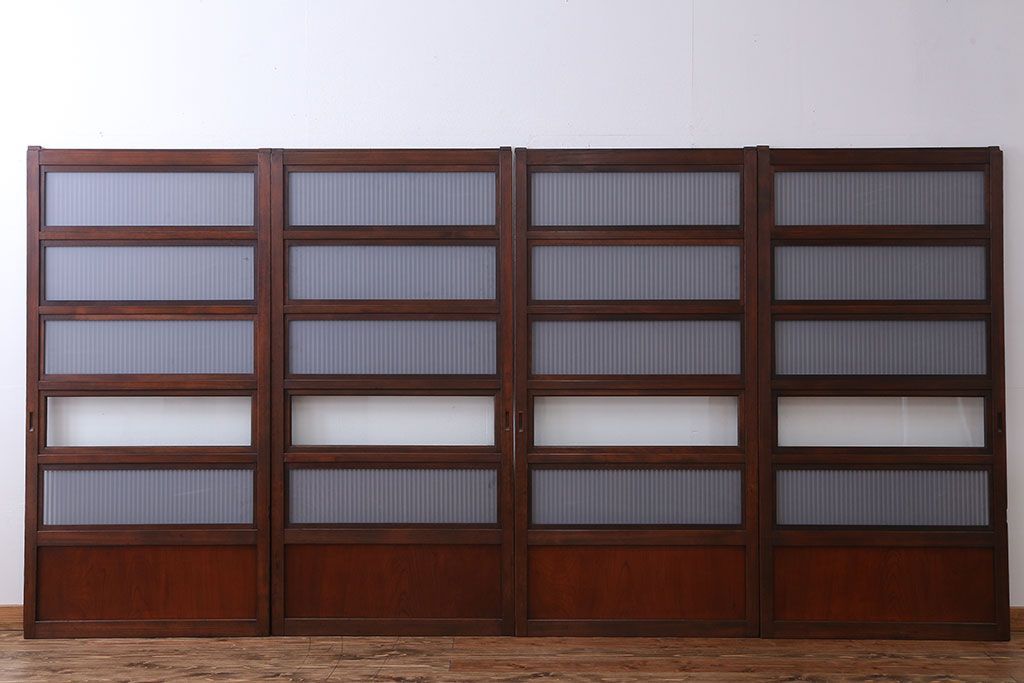 古民具・骨董　裏ガラス付き　格子戸4枚セット(3)