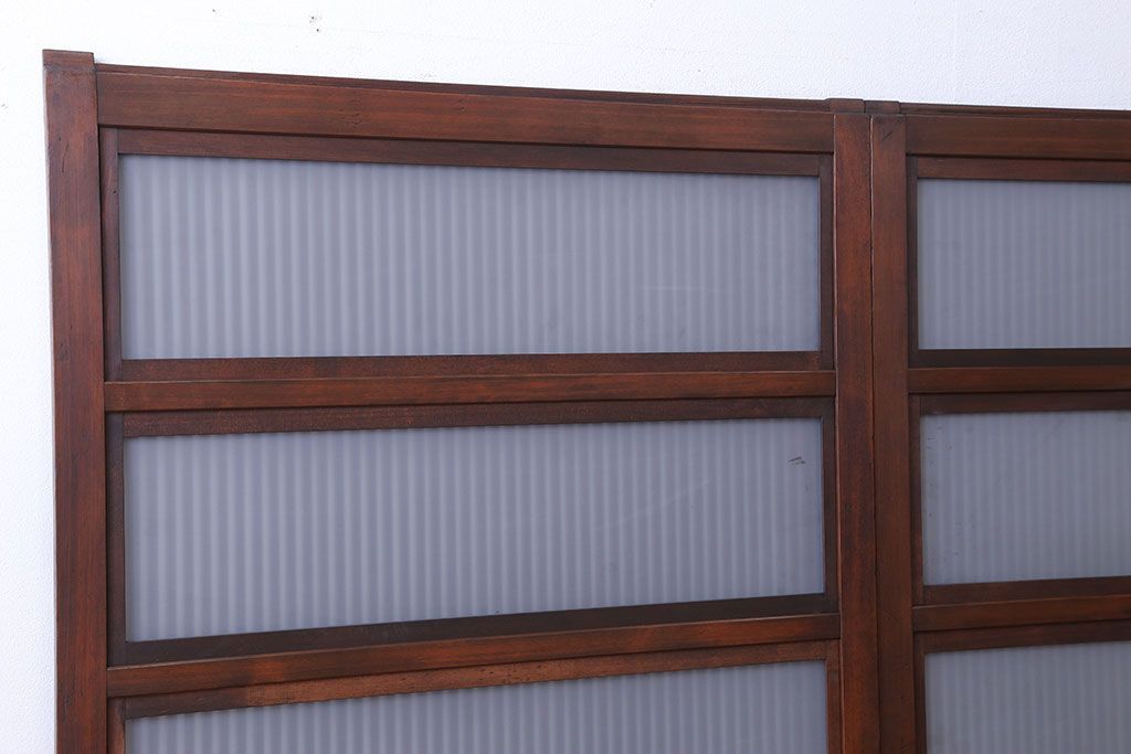 古民具・骨董　裏ガラス付き　格子戸4枚セット(3)