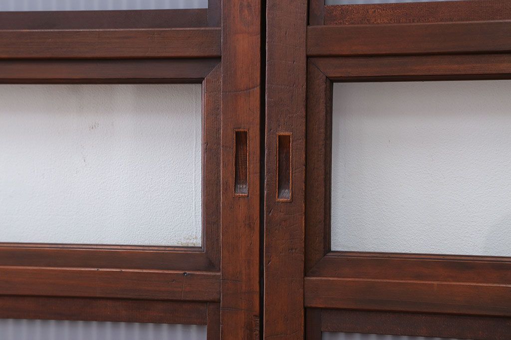 古民具・骨董　裏ガラス付き　格子戸4枚セット(3)