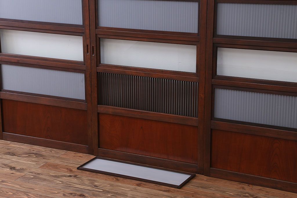 古民具・骨董　裏ガラス付き　格子戸4枚セット(3)