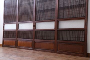 古民具・骨董　裏障子付き　格子戸4枚セット(4)