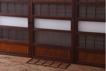 古民具・骨董　裏障子付き　格子戸4枚セット(4)