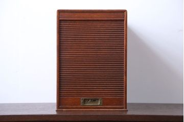 レトロ家具　昭和レトロ　ナラ材　シャッター付き小引き出し