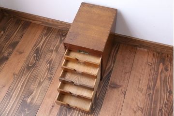 レトロ家具　昭和レトロ　ナラ材　シャッター付き小引き出し