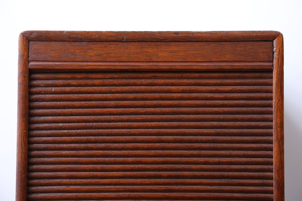 レトロ家具　昭和レトロ　ナラ材　シャッター付き小引き出し