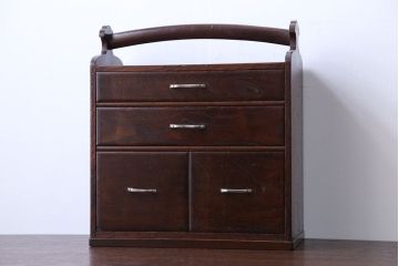 アンティーク雑貨　アンティーク　持ち手付き!裁縫箱