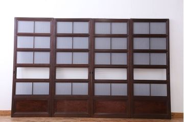 古民具・骨董　裏ガラス付き　格子戸4枚セット(6)