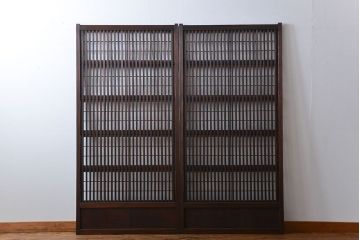古民具・骨董　裏障子付き　格子戸2枚セット(1)