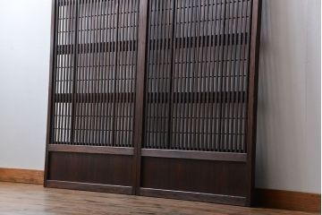 古民具・骨董　裏障子付き　格子戸2枚セット(1)