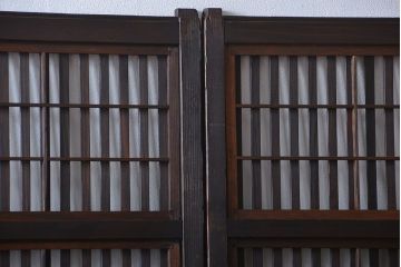 古民具・骨董　裏障子付き　格子戸2枚セット(1)