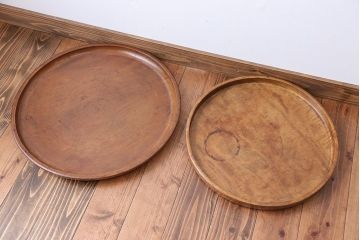 アンティーク雑貨　昭和レトロ　栃の木のお盆2枚セット