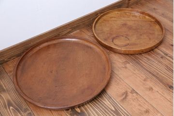 アンティーク雑貨　昭和レトロ　栃の木のお盆2枚セット