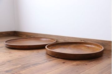 アンティーク雑貨　昭和レトロ　栃の木のお盆2枚セット