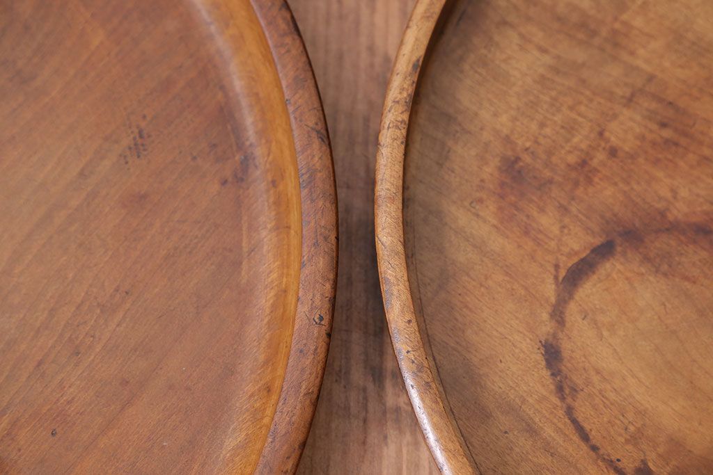 アンティーク雑貨　昭和レトロ　栃の木のお盆2枚セット