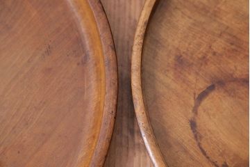 アンティーク雑貨　昭和レトロ　栃の木のお盆2枚セット