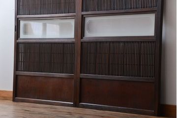  古民具・骨董　裏障子付き　格子戸2枚セット(2)