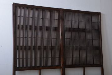 古民具・骨董　裏障子付き　格子戸2枚セット(3)