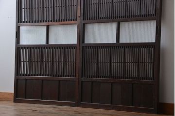 古民具・骨董　裏障子付き　格子戸2枚セット(3)