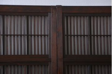 古民具・骨董　裏障子付き　格子戸2枚セット(3)