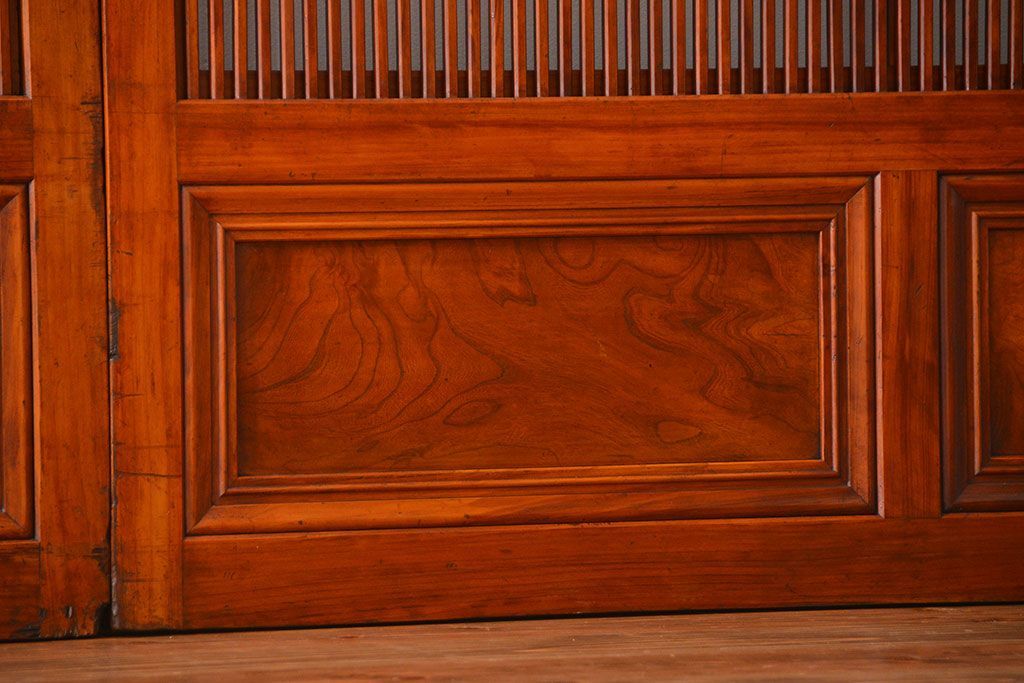 古民具・骨董　裏ガラス付き　幅の広い格子戸2枚セット