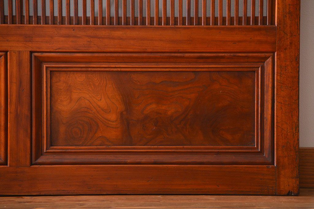 古民具・骨董　裏ガラス付き　幅の広い格子戸2枚セット