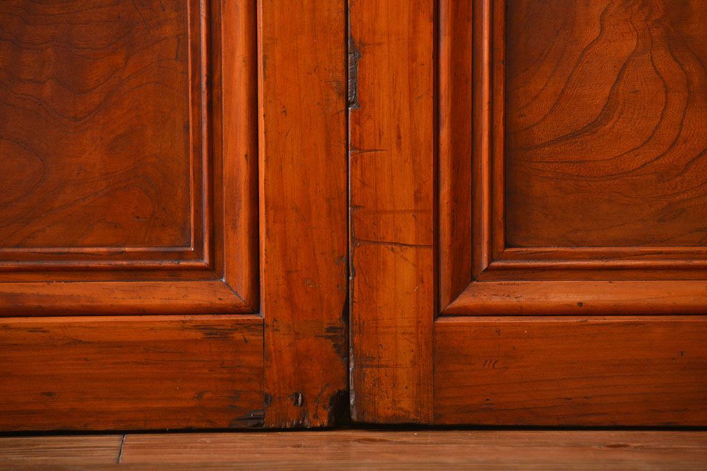 古民具・骨董　裏ガラス付き　幅の広い格子戸2枚セット