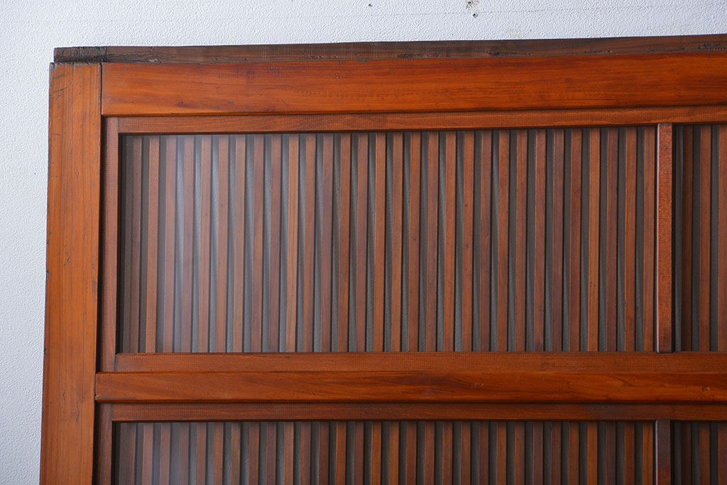 古民具・骨董　裏ガラス付き　幅の広い格子戸2枚セット