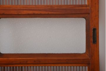 古民具・骨董　裏ガラス付き　幅の広い格子戸2枚セット