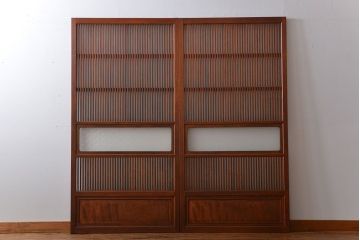 古民具・骨董　すりガラス　格子戸2枚セット(1)