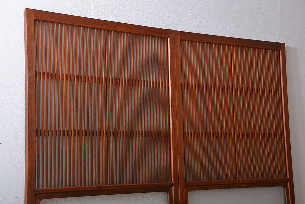 古民具・骨董　すりガラス　格子戸2枚セット(1)