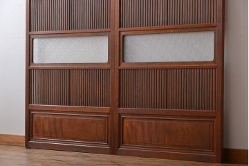 古民具・骨董　すりガラス　格子戸2枚セット(1)