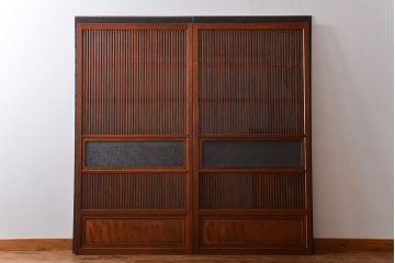 古民具・骨董　すりガラス　格子戸2枚セット(1)