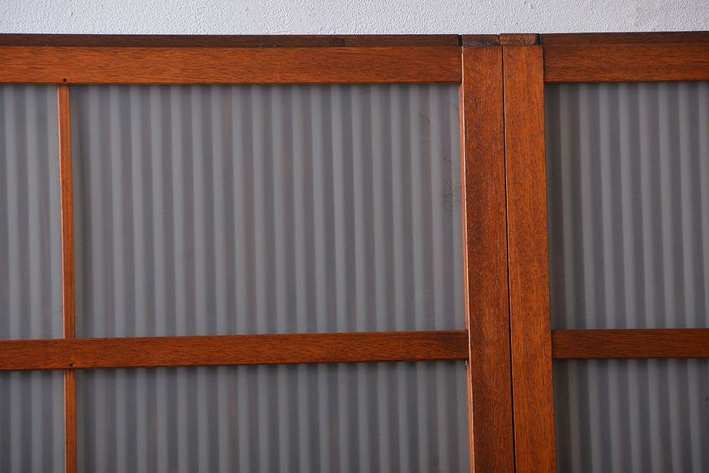 古民具・骨董　すりガラス　格子戸2枚セット(1)