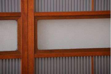 古民具・骨董　すりガラス　格子戸2枚セット(1)