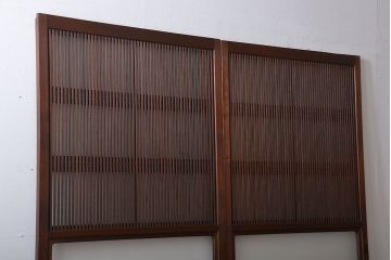 古民具・骨董　すりガラス　格子戸2枚セット(2)