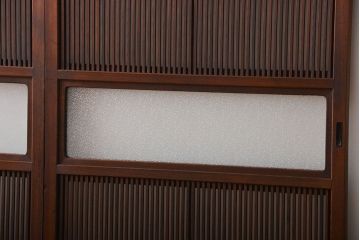 古民具・骨董　すりガラス　格子戸2枚セット(2)