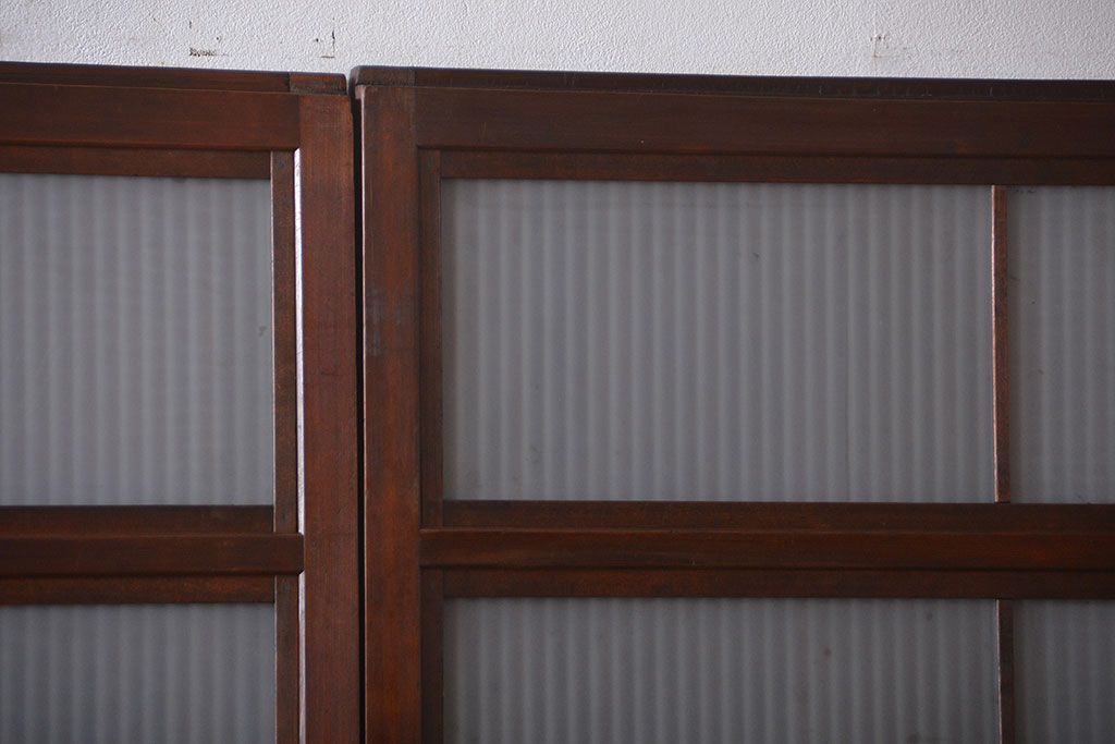 古民具・骨董　すりガラス　格子戸2枚セット(2)