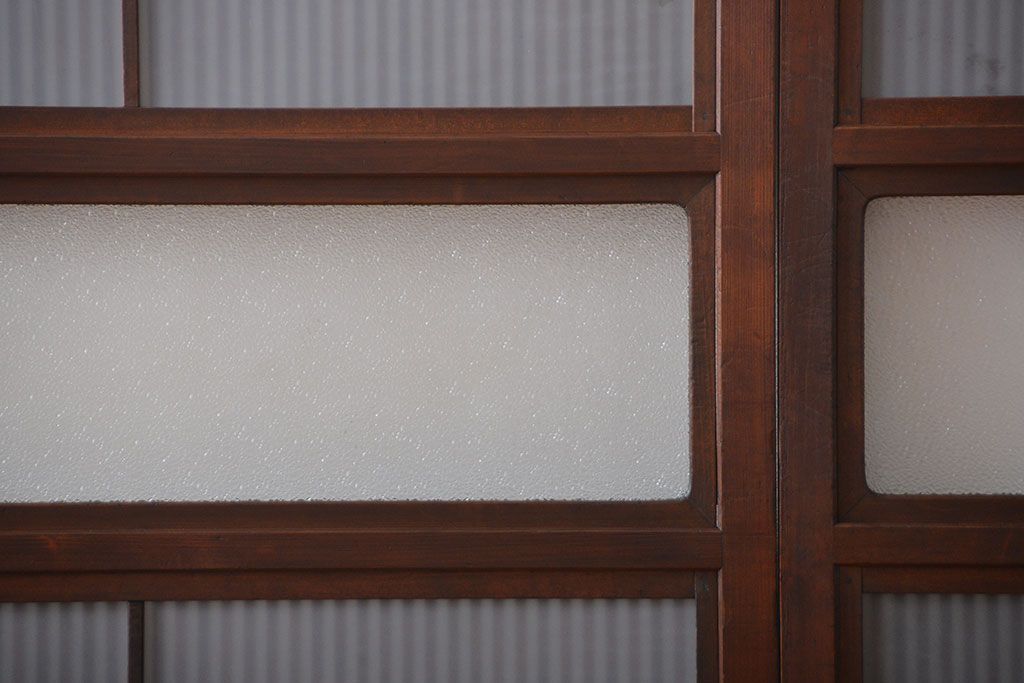 古民具・骨董　すりガラス　格子戸2枚セット(2)