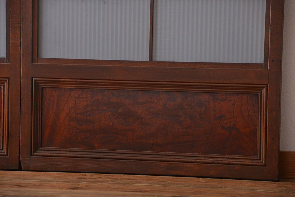 古民具・骨董　すりガラス　格子戸2枚セット(2)