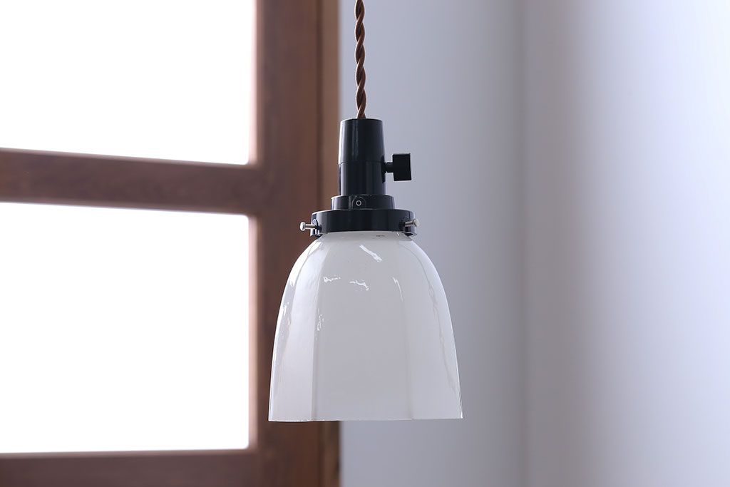 昭和レトロ　六角ガラスシェード照明