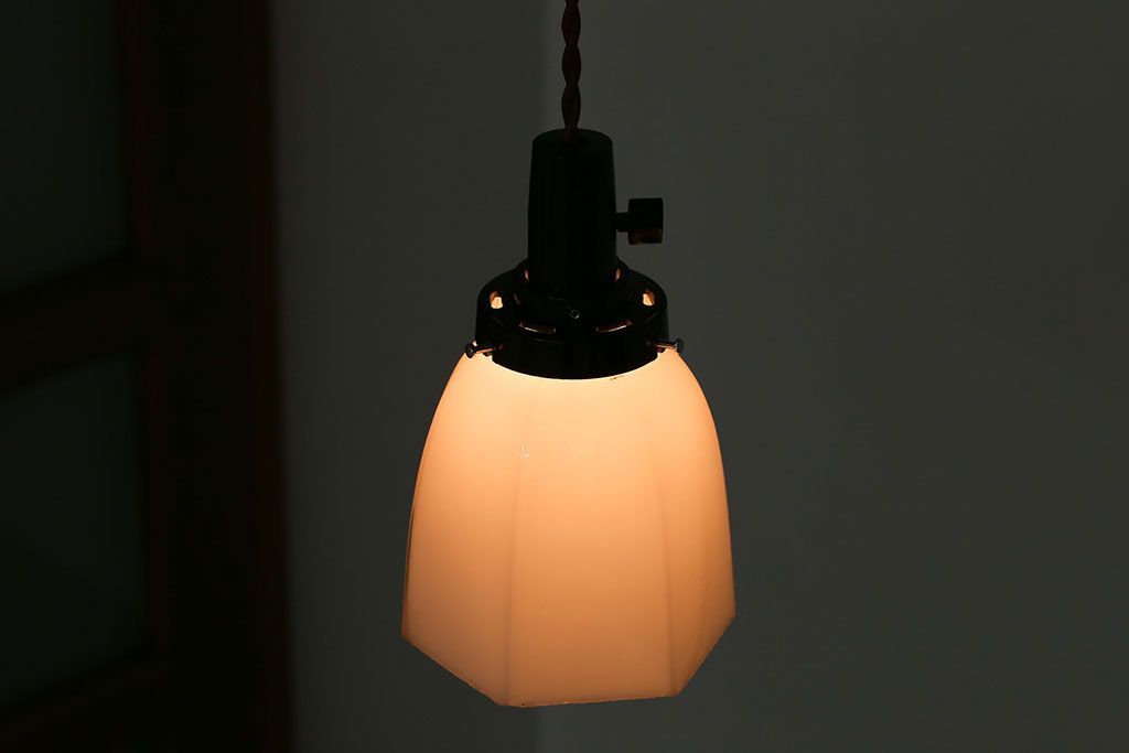 昭和レトロ　六角ガラスシェード照明