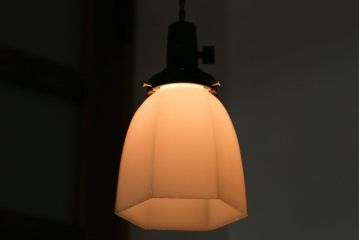 昭和レトロ　六角ガラスシェード照明