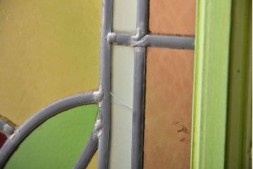 アンティーク雑貨　イギリスアンティーク　ステンドグラス3枚扉
