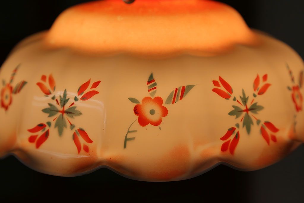 フランスアンティーク　花柄フリルシェード照明(1)