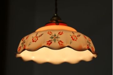 フランスアンティーク　花柄フリルシェード照明(1)