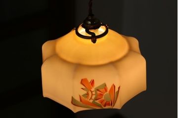 フランスアンティーク　8角ガラスシェードのおしゃれな天井照明