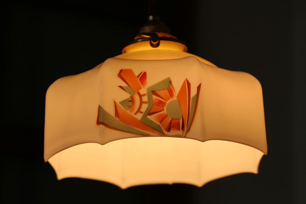 フランスアンティーク　8角ガラスシェードのおしゃれな天井照明